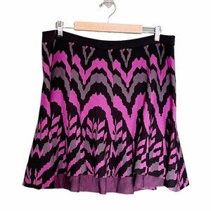 NWT Torrid Sweater Knit Skater Skirt Purple Pink Black Ikat Print Size 2X NEW